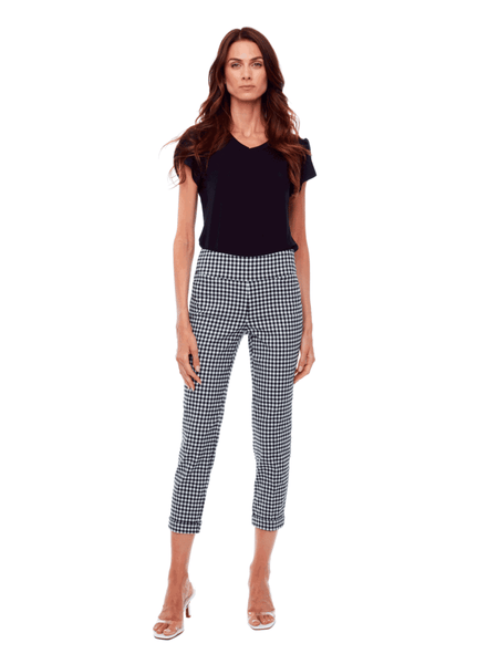 Up! Pants Cropped Gingham black and white pants with tummy control online Australia