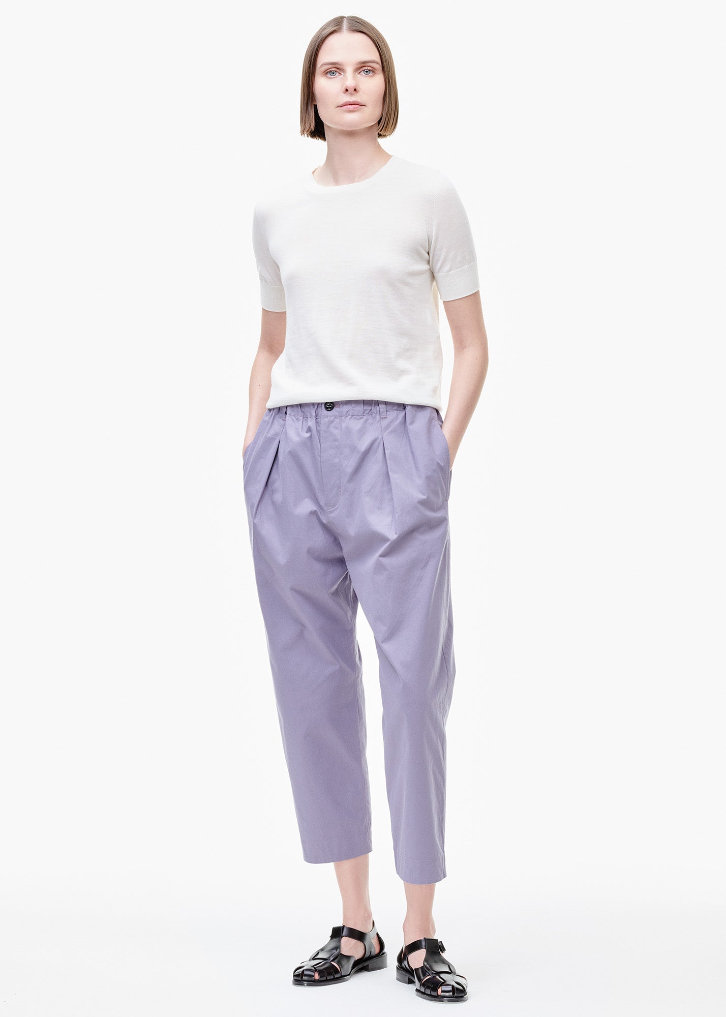 Pleat Front Easy Pants Blueberry - TIINA the STORE