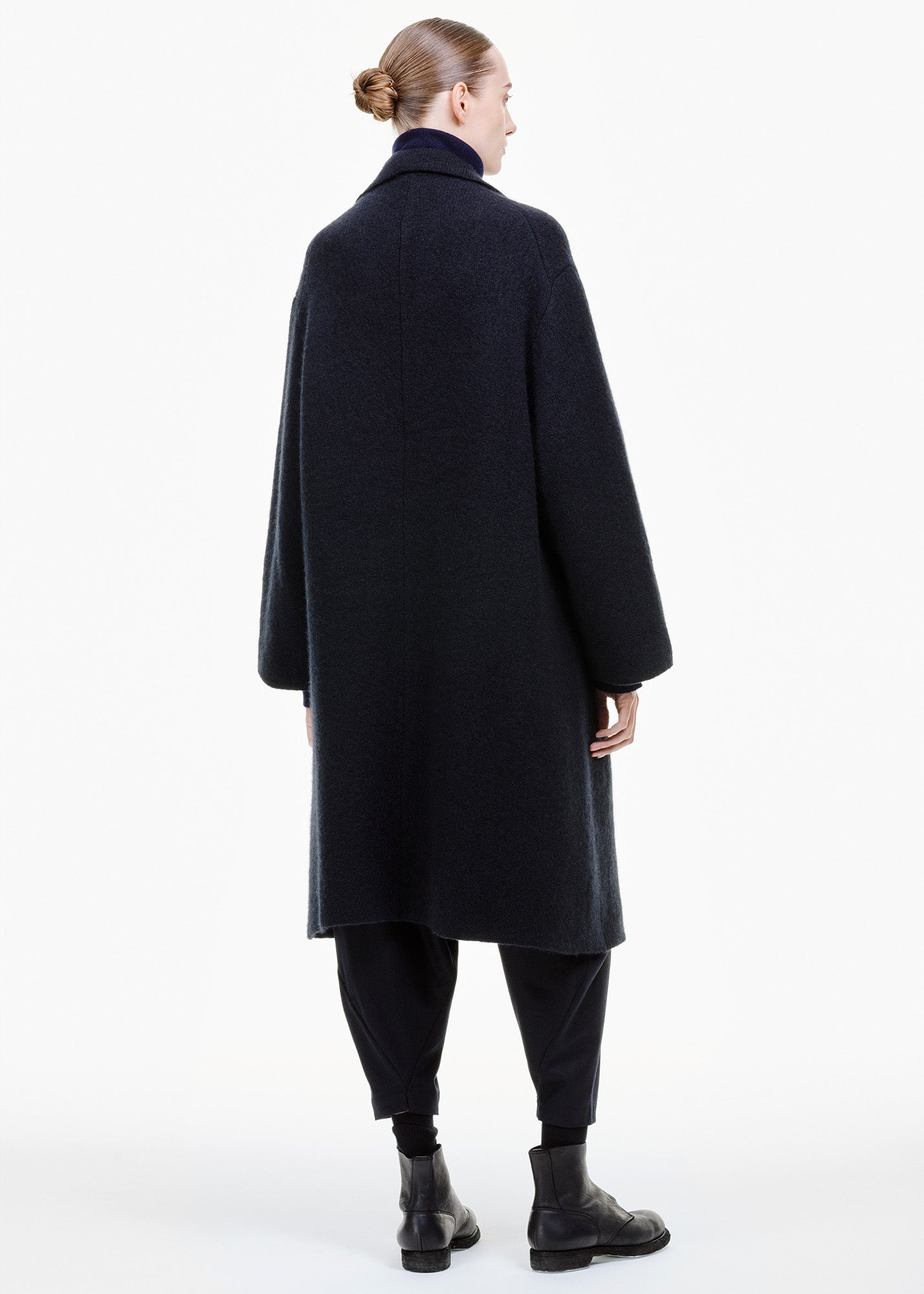 Felted Cashmere Knit Coat Black