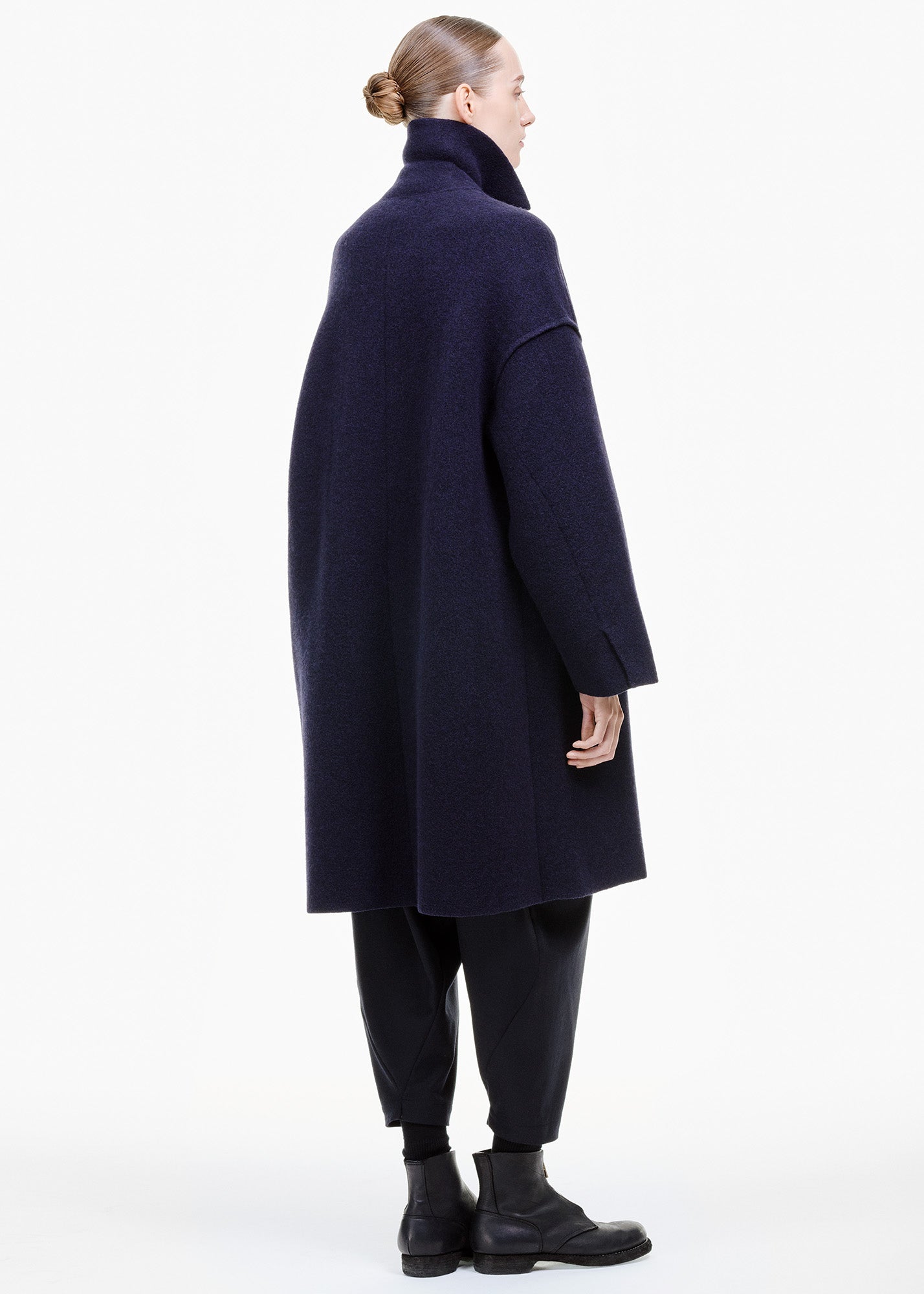 Felted Wool Knit Coat Navy