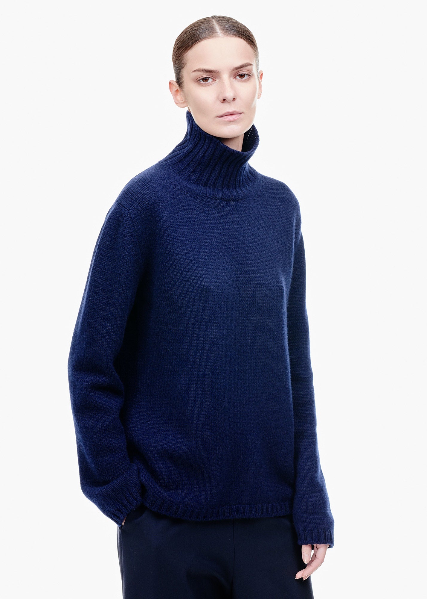 TIINA the STORE Roll Neck Cashmere Sweater Navy | Tiina The Store