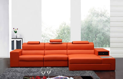 Polaris Orange Mini Sectional Sofa