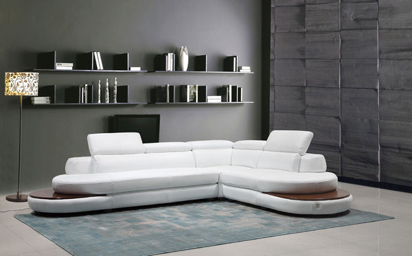 Divani Casa Killian Modern White Italian Leather Sectional Sofa ...