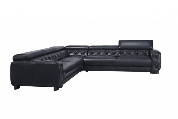 Divani Casa Lyon Modern Black Italian Leather Sectional Sofa – Classic ...