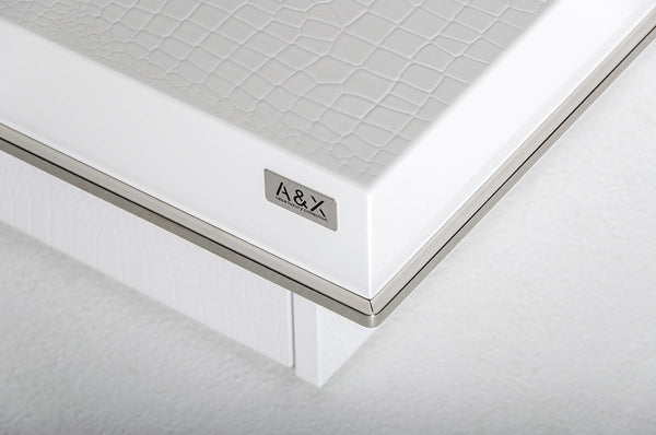 A&X Horizon - Modern White Crocodile Coffee Table w/ Pull Out Squares ...