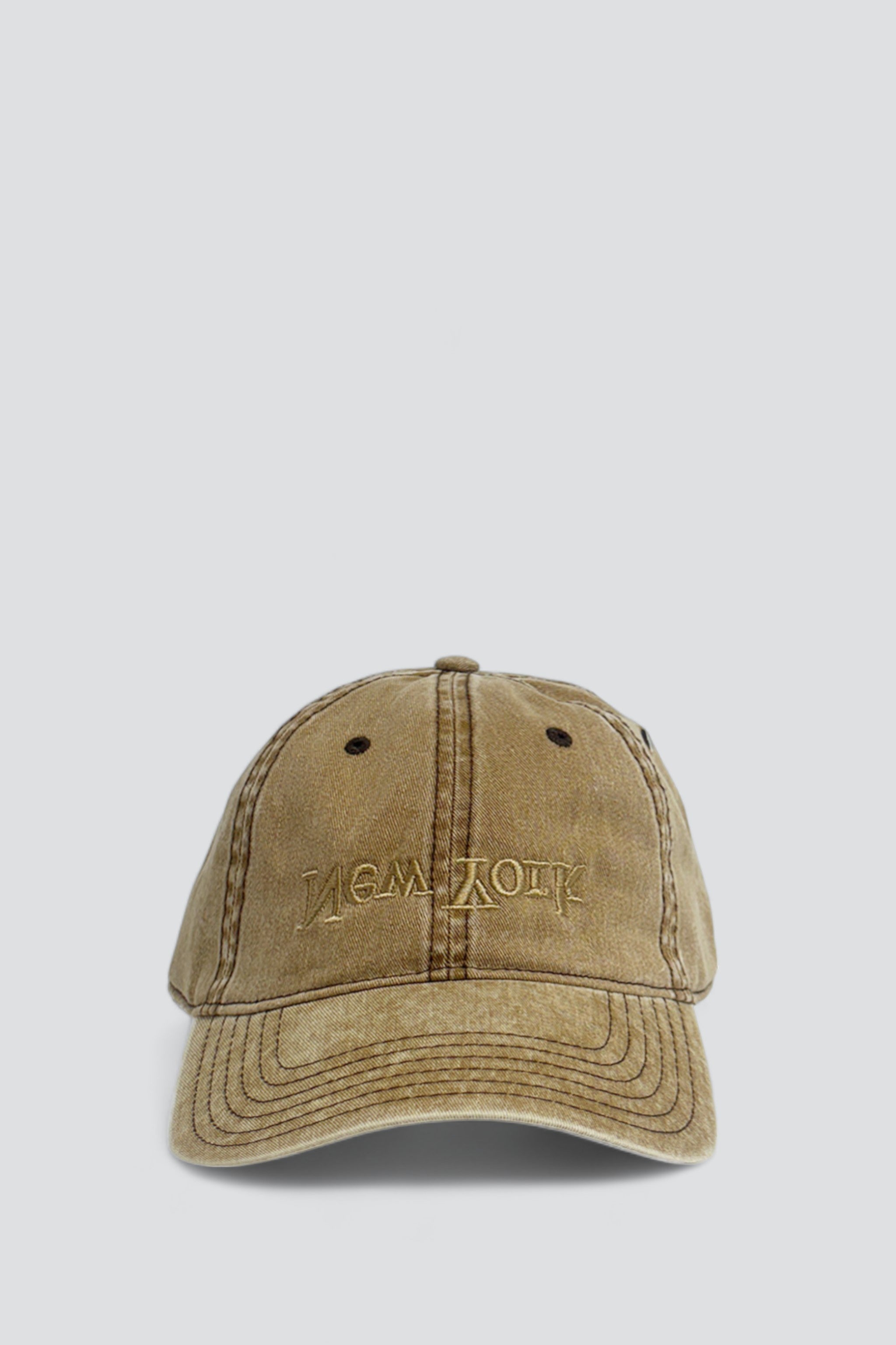 New York Embroidered Hat - Washed Light Brown