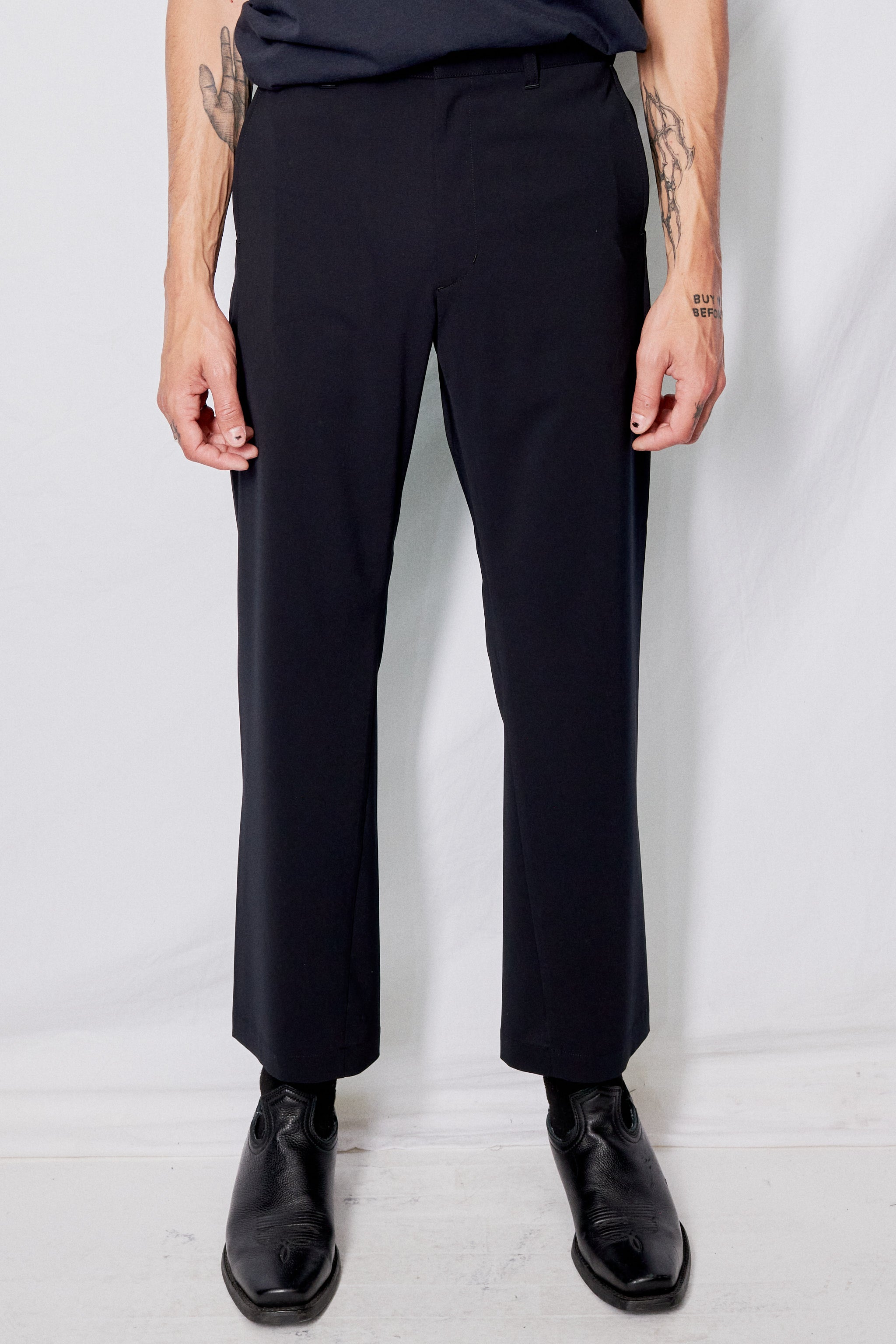 Black Wide Tapered Easy Slacks - Assembly New York