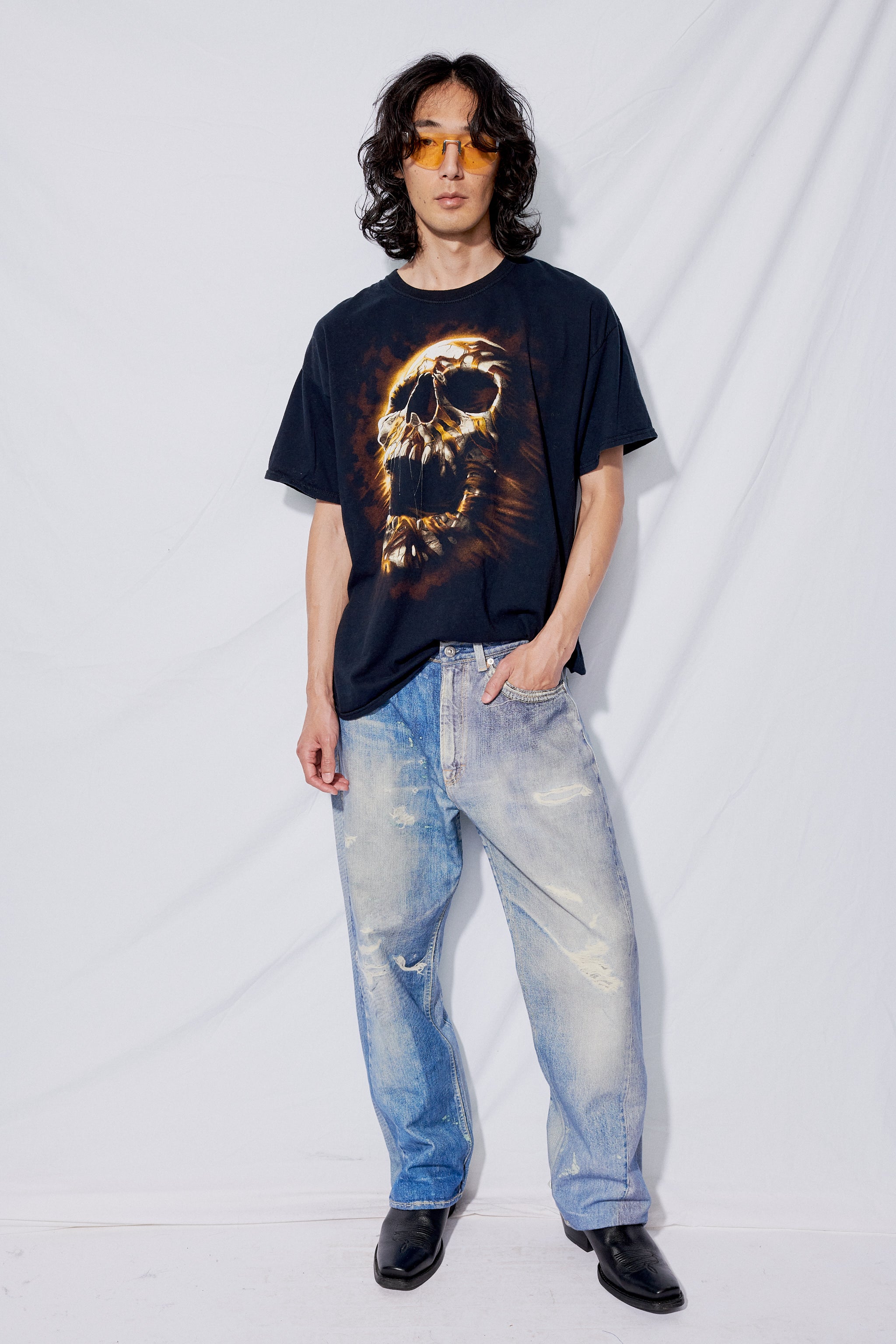 Digital Denim Print Third Cut Pant