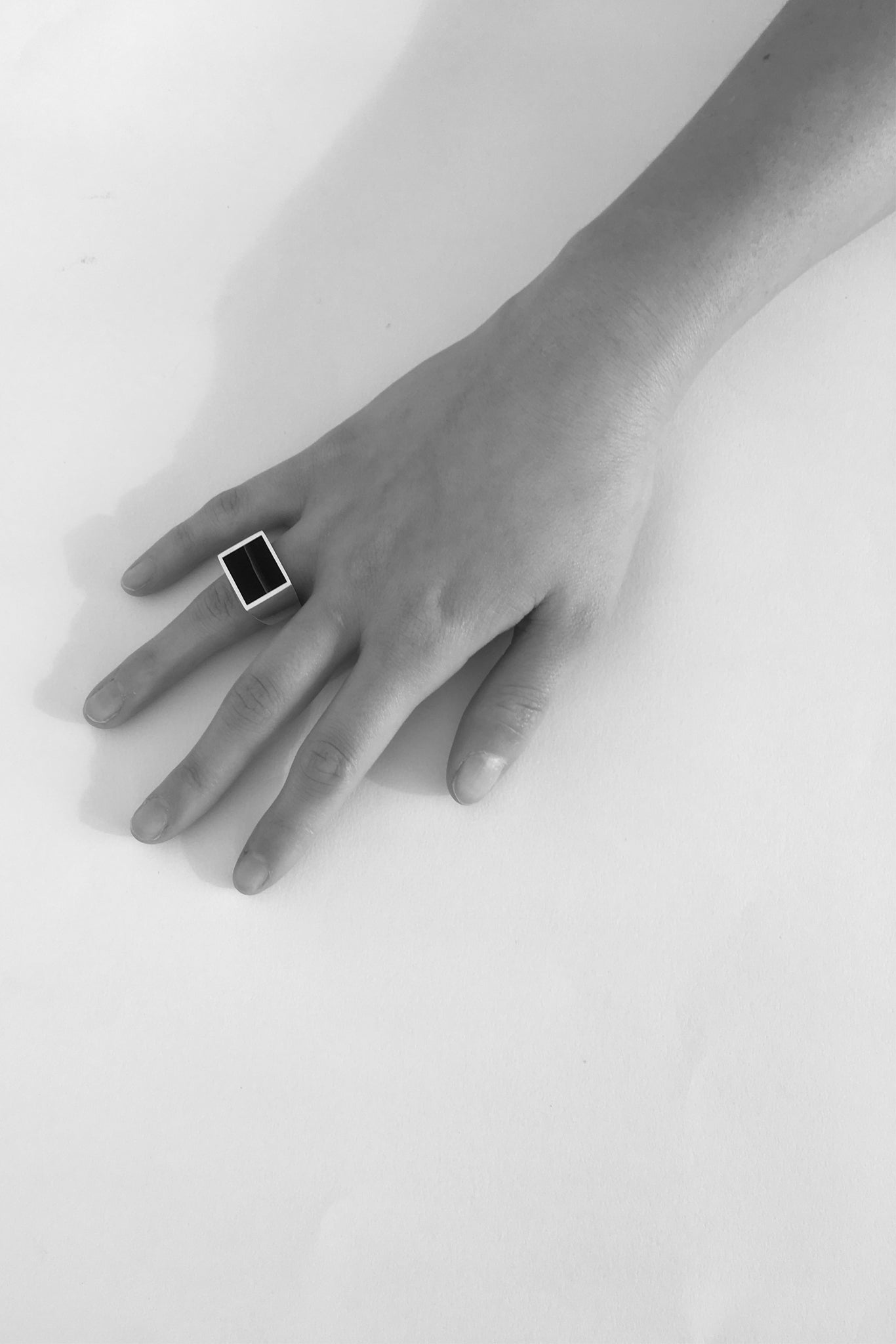 Brass Black Onyx Signet Ring - Square