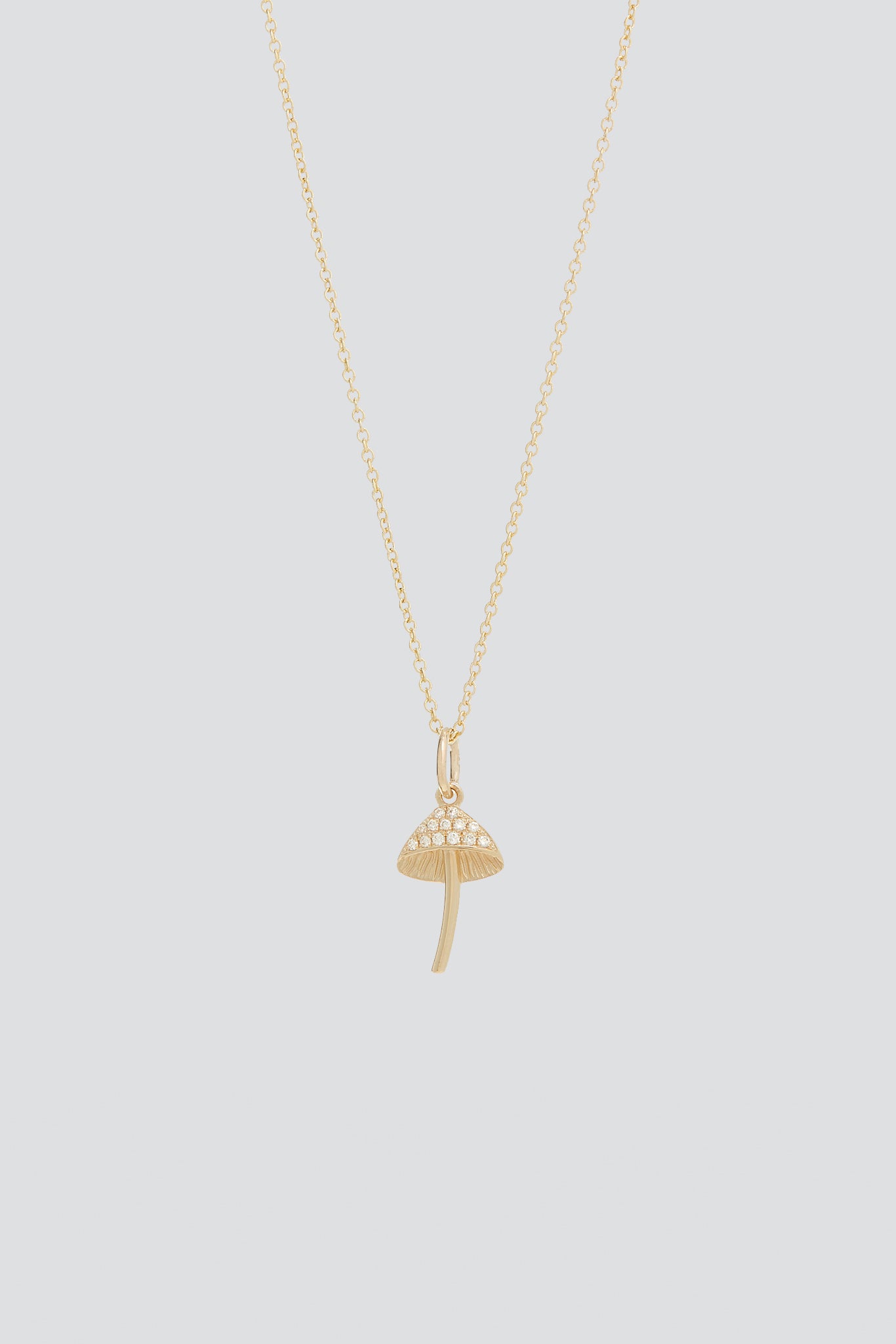 14K Pave Mushroom Necklace