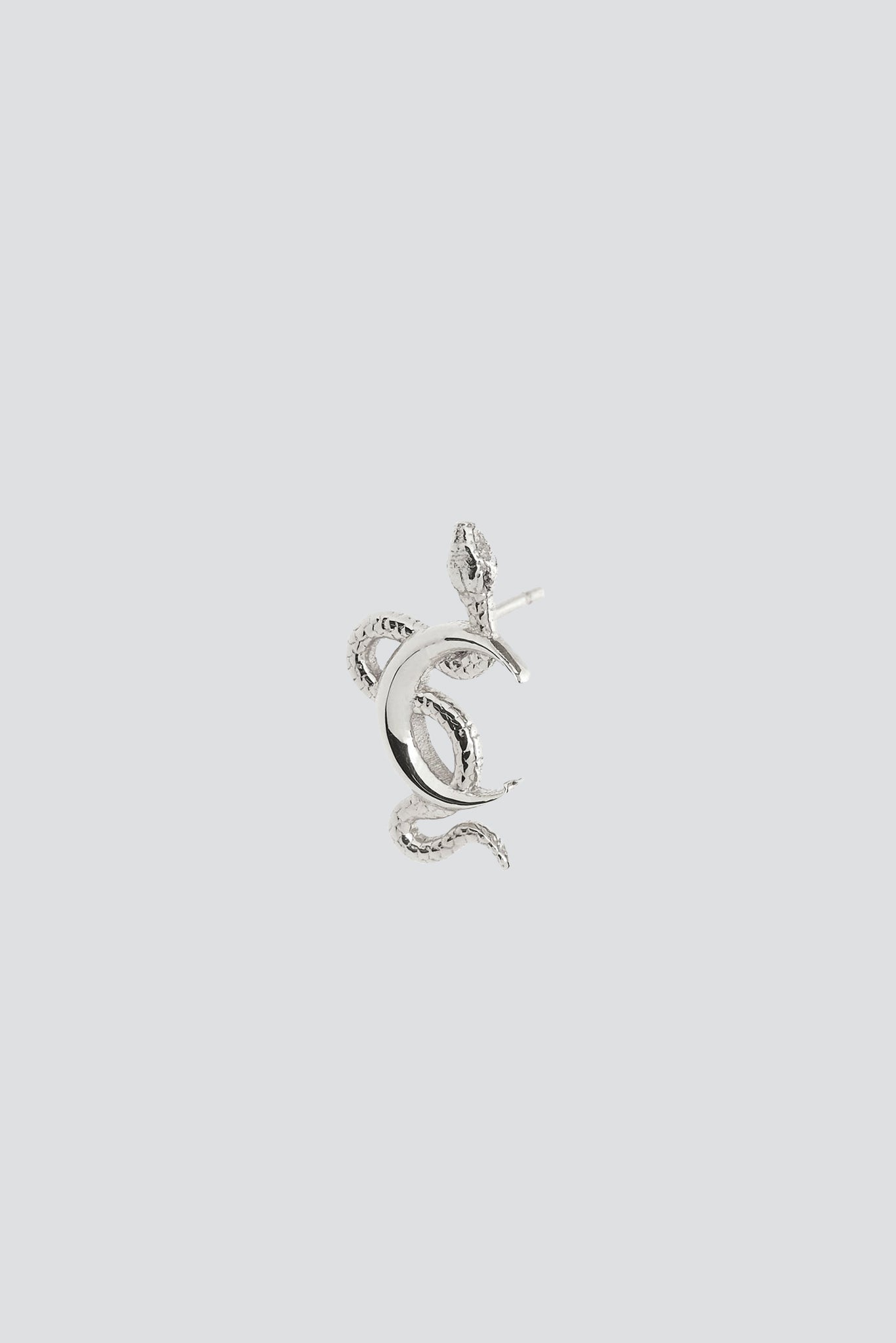 Silver Snake Moon Earring Stud