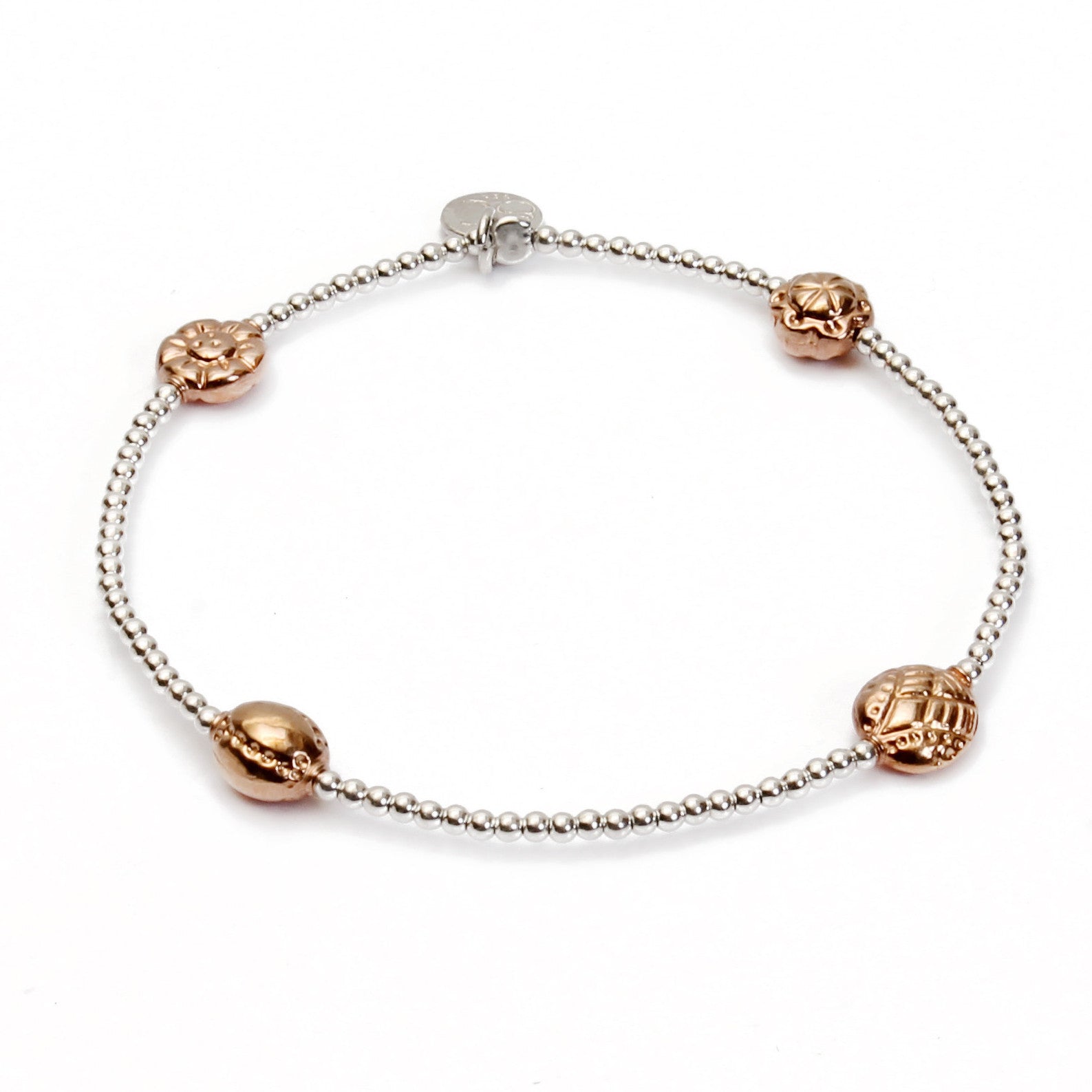 silver and rose gold bangle