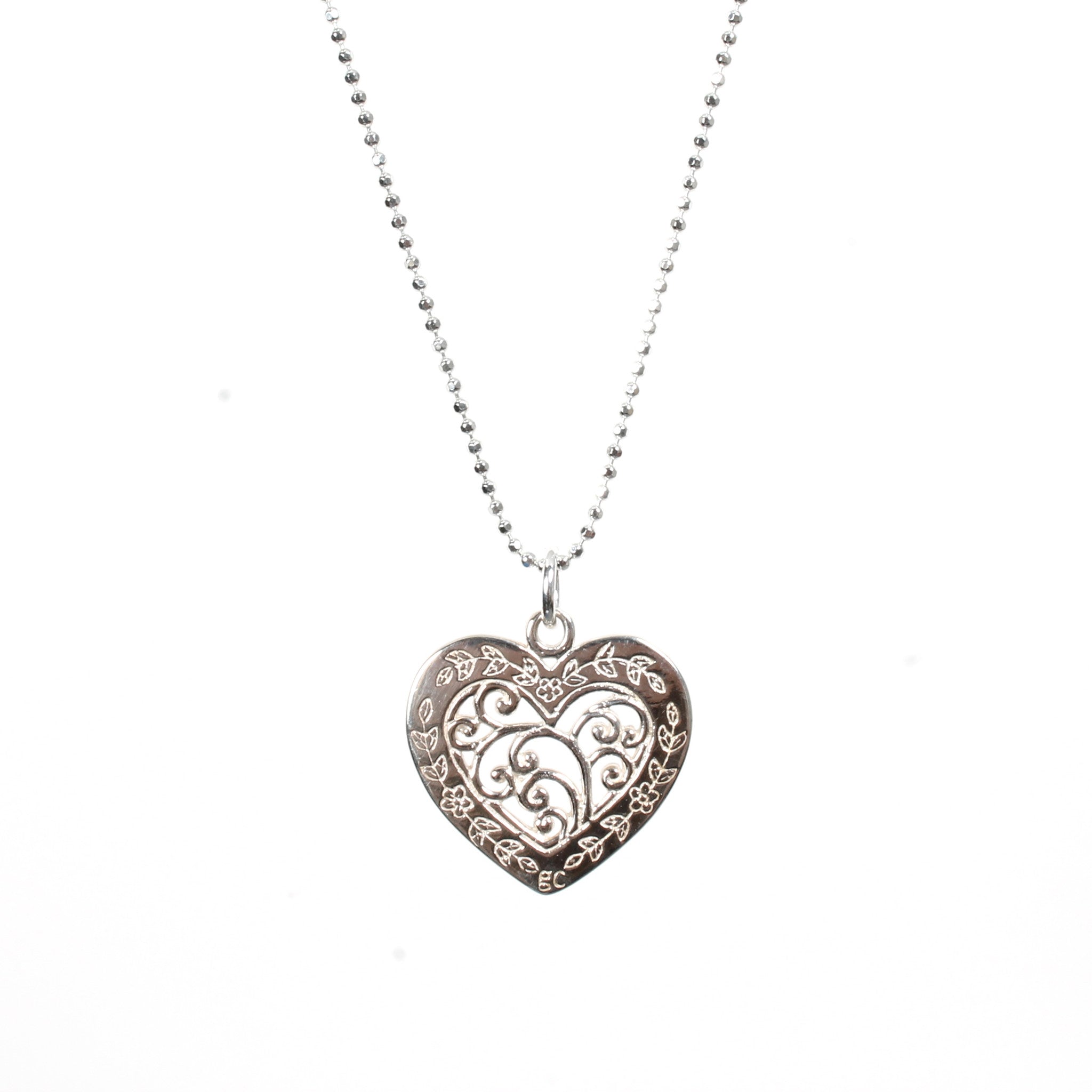 sterling silver filigree heart pendant