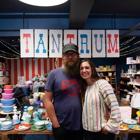 This is a picture of Tantrum owners Richard Weld and Amanda Weld inside their shop