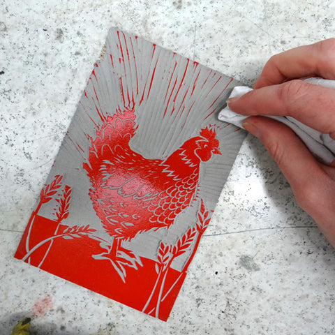 Using a Mylar Mask to Reduce Chatter in a Linocut