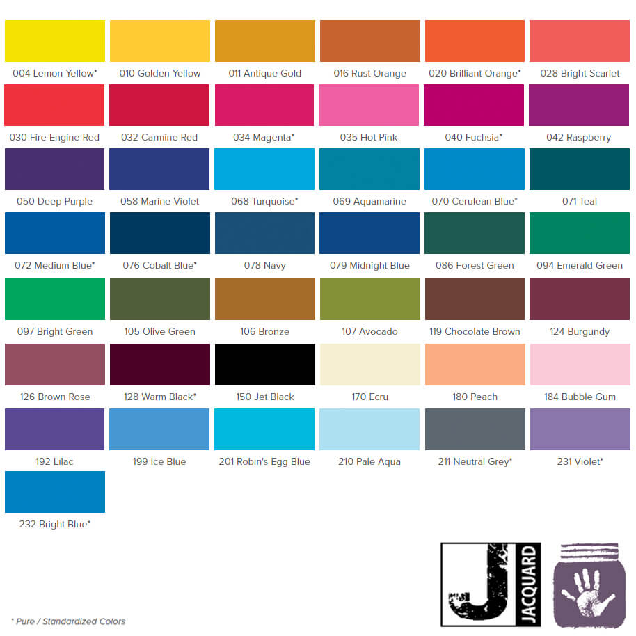 Jacquard Procion Mx Dye Color Chart