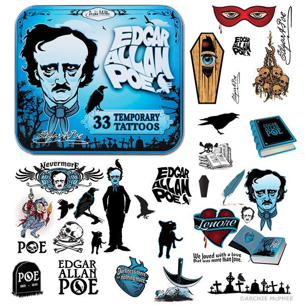 Edgar Allen Poe  Boston Temporary Tattoos