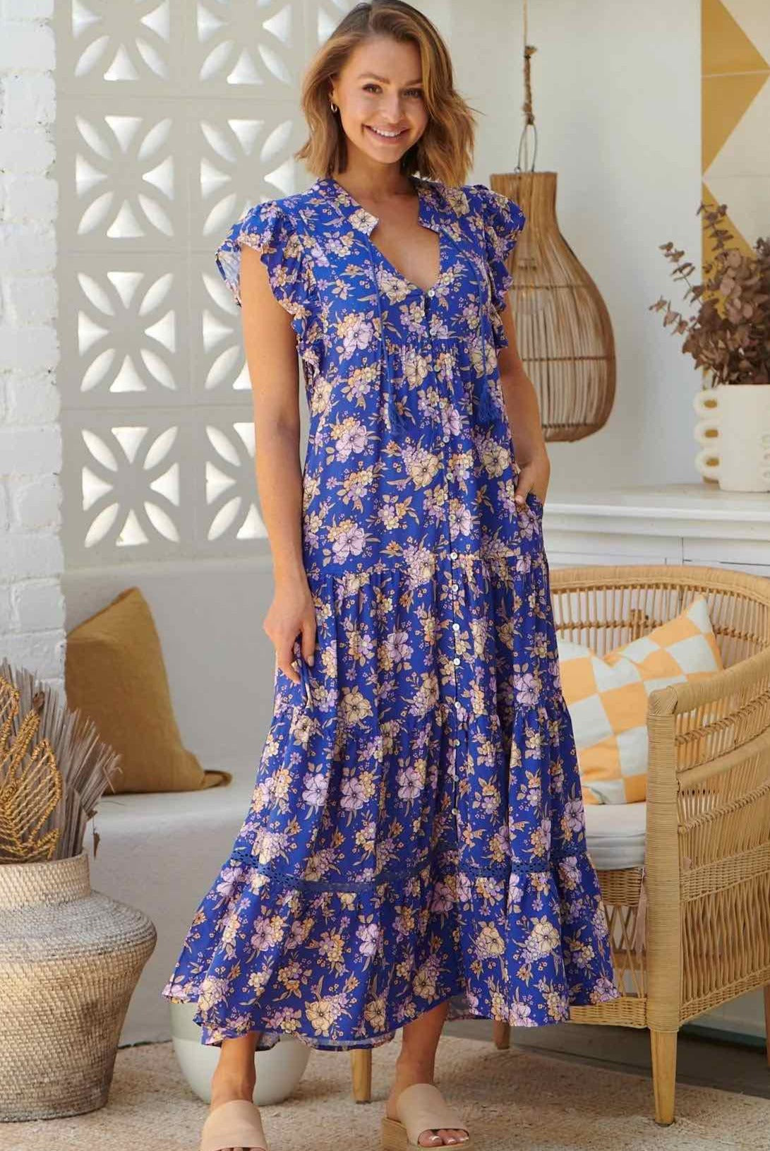 Priya Maxi Dress - Blue – Sage Collective