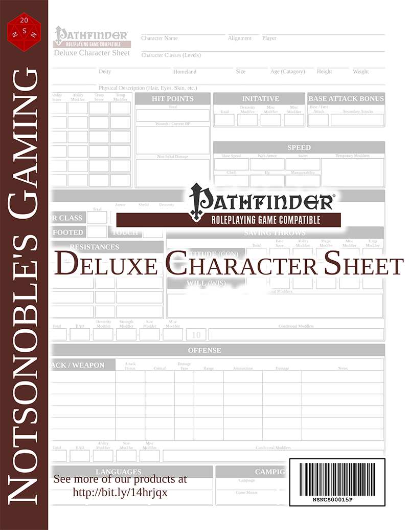 Pathfinder Sheet (Form-fillable) – Gaming Store