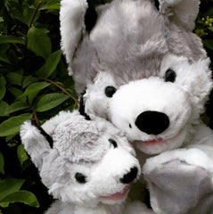 Stuff your own teddy bears mother and baby wolf husky