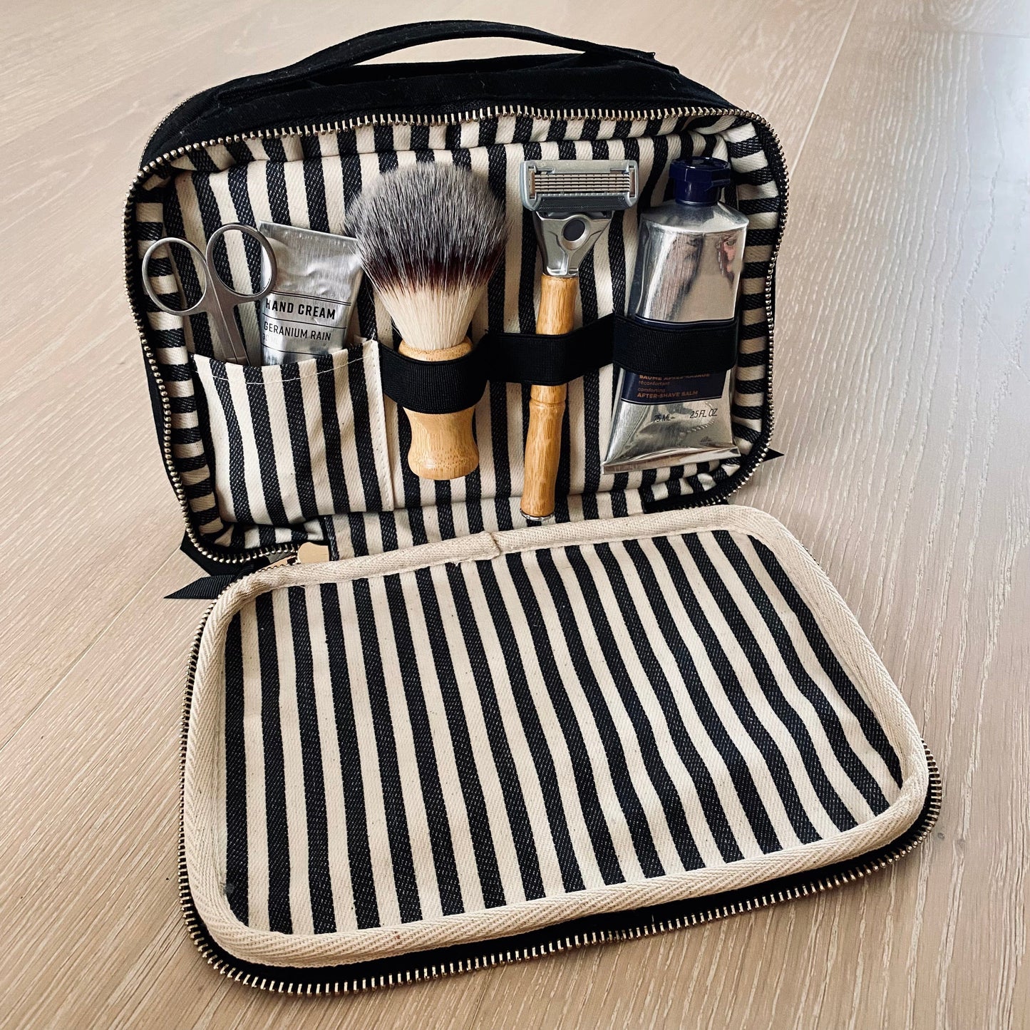 Double Toiletry Case, Black - Double Sided Beauty Pouch |