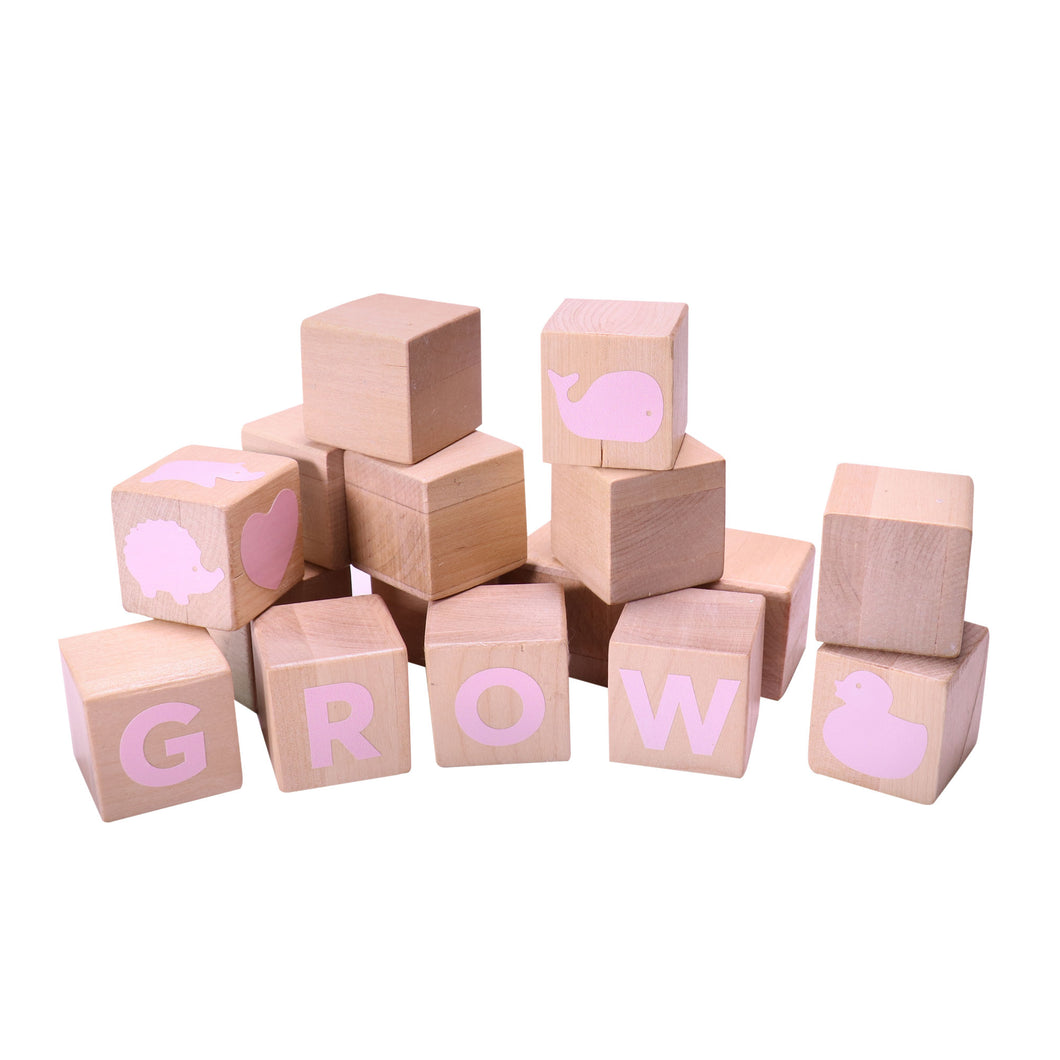 pink wooden alphabet blocks
