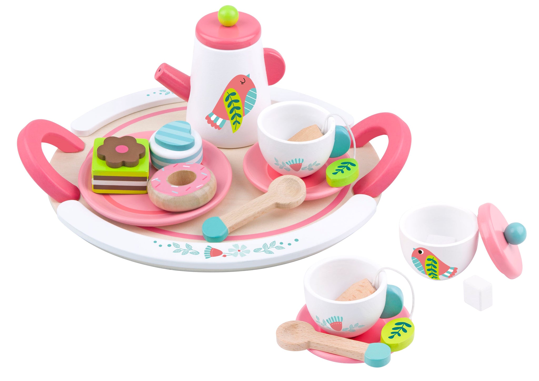 wooden afternoon tea set