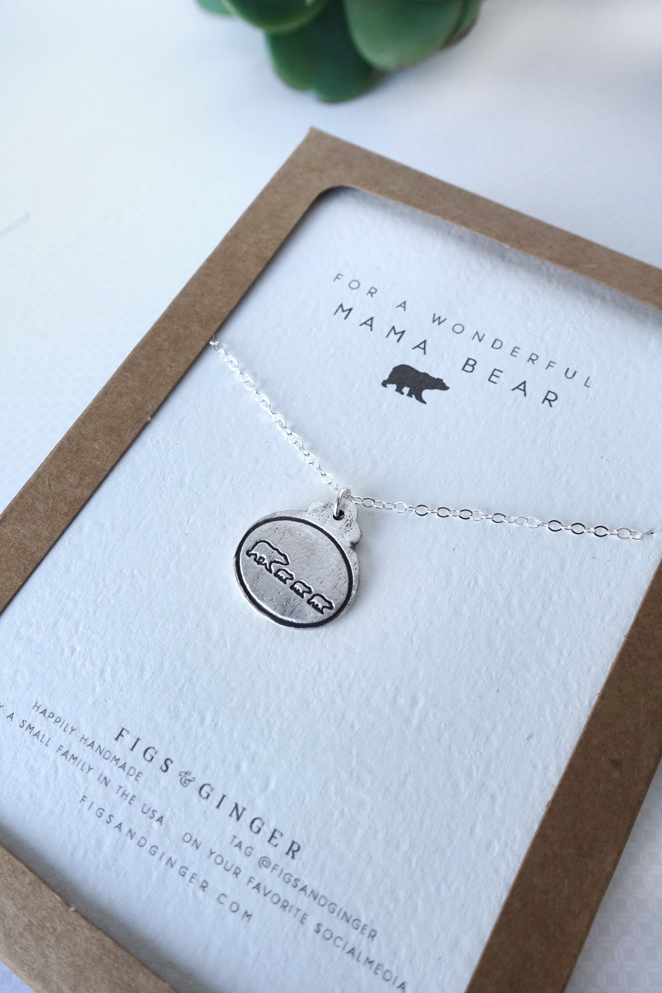 mama bear and cubs necklace