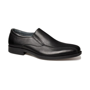 black leather slip on school shoes