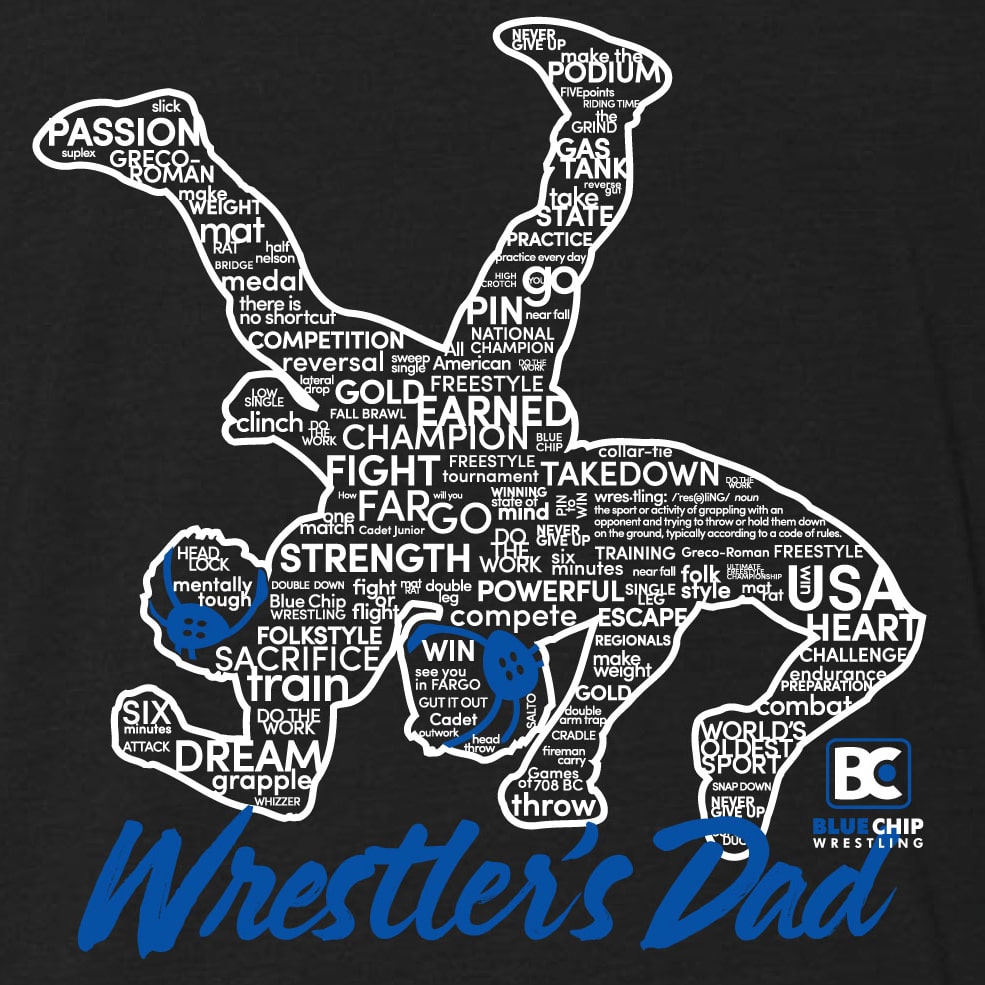 Download Wrestler S Dad Silhouette Wrestling T Shirt Blue Chip Wrestling