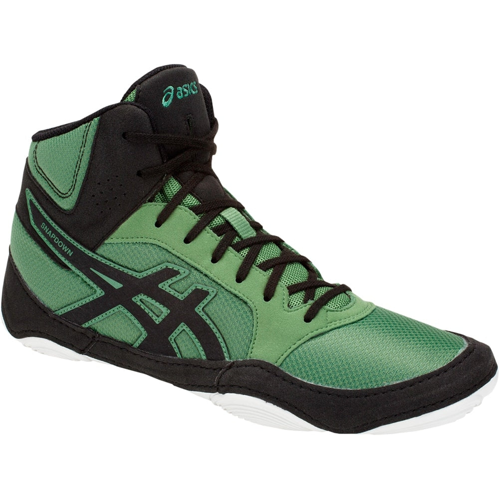 green and black wrestling shoes