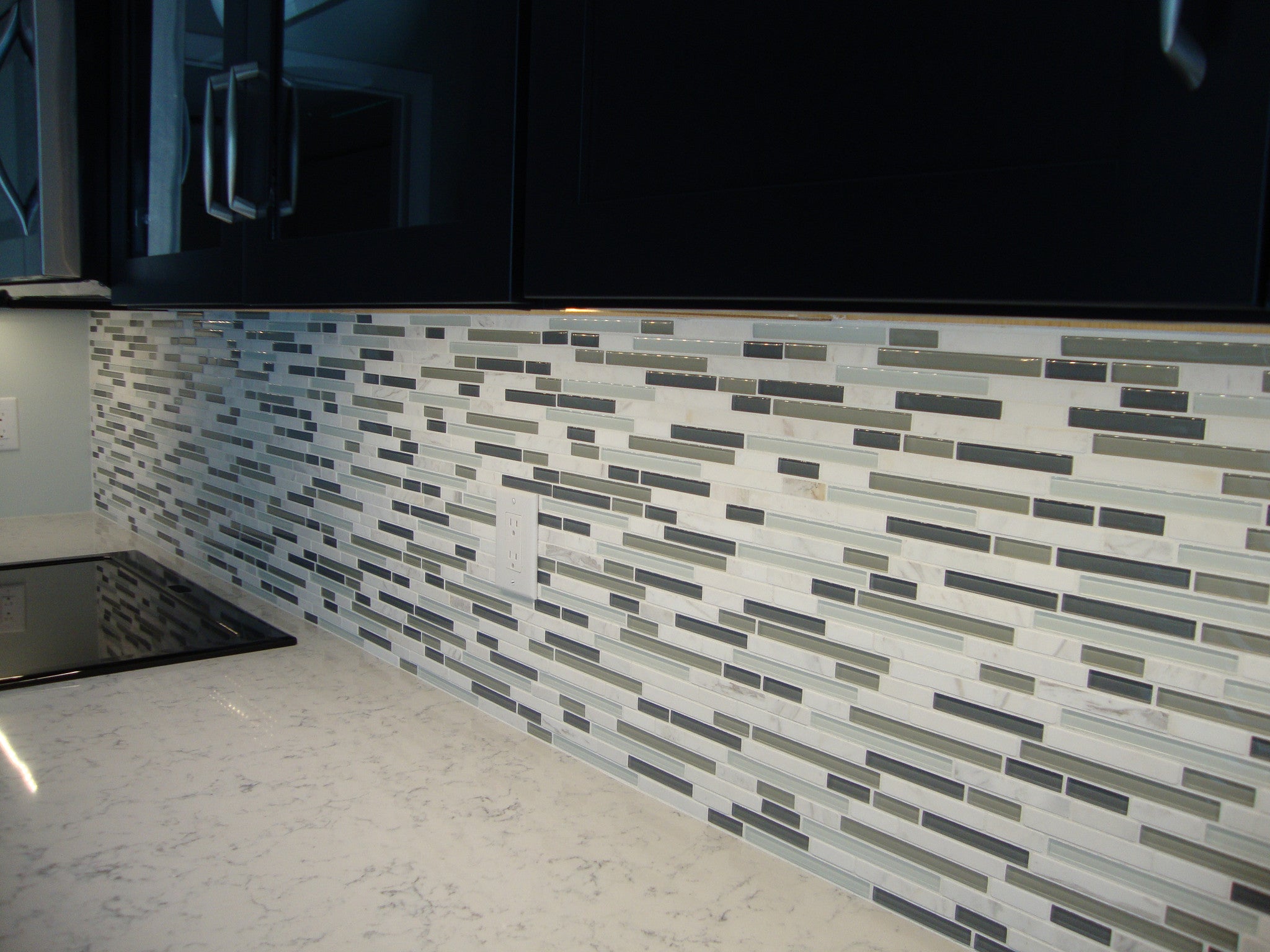 Bliss Iceland Stone and Glass Linear Mosaic Tiles Rocky Point Tile