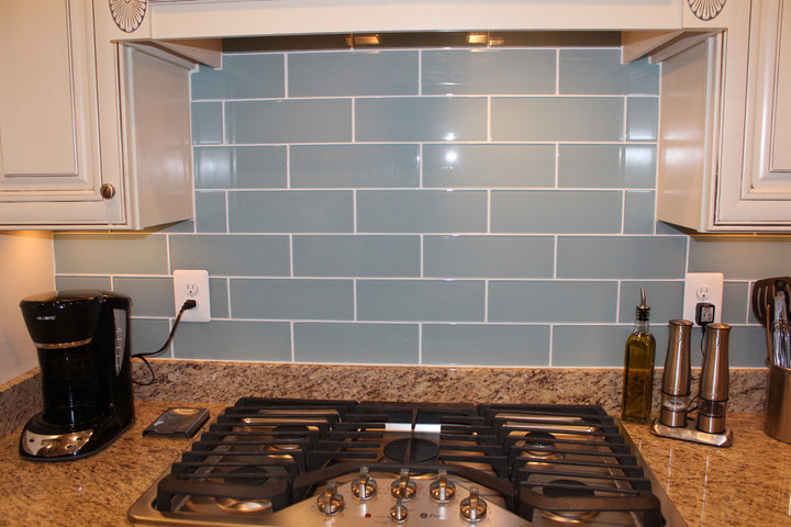 Jasper Blue Gray 4x12 Glass Subway Tiles – Rocky Point Tile - Glass and ...