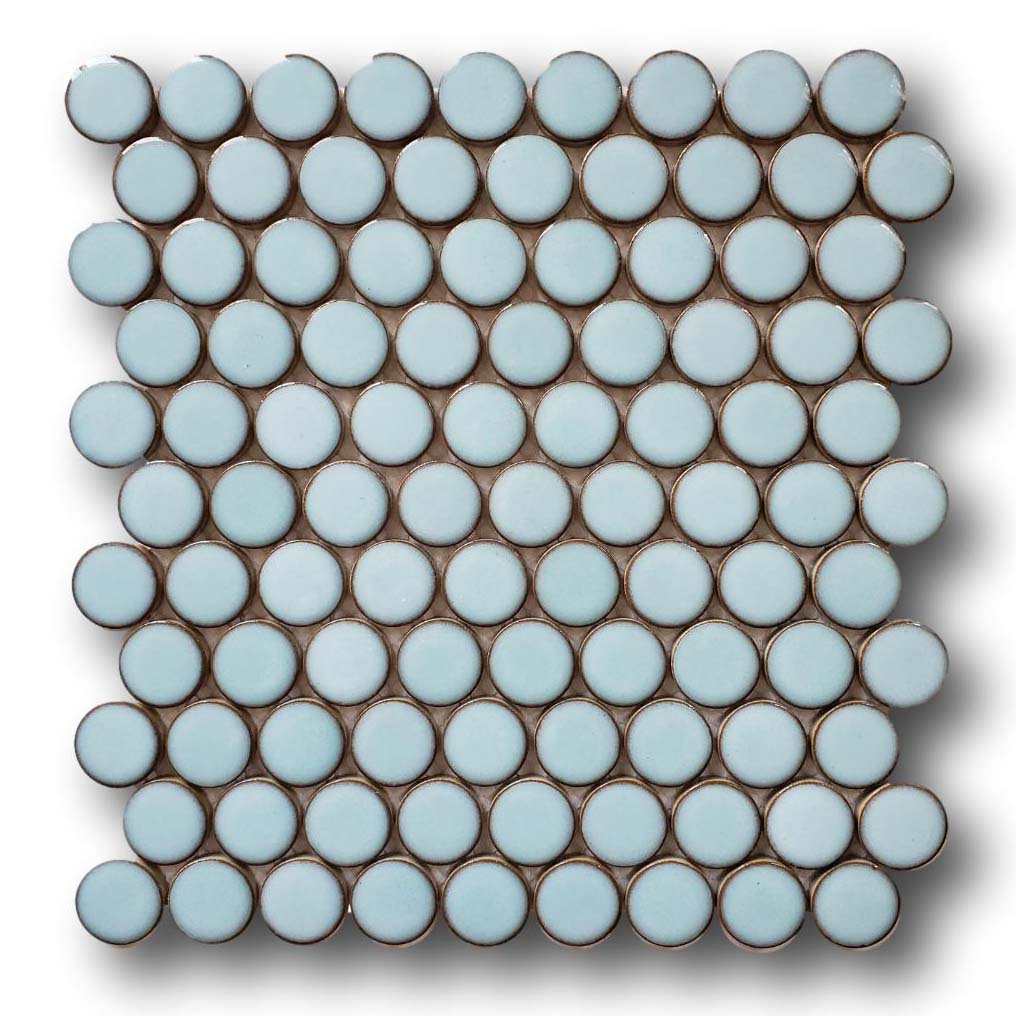 Aqua Aruba Turquoise Shimmer Penny Round Glass Mosaic Wall Tile (Box of 10 Sqft) for Bathroom and Kitchen Walls Kitchen Backsplashes