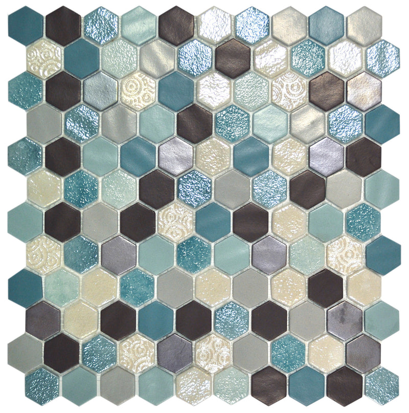 glass hexagon mosaic tile