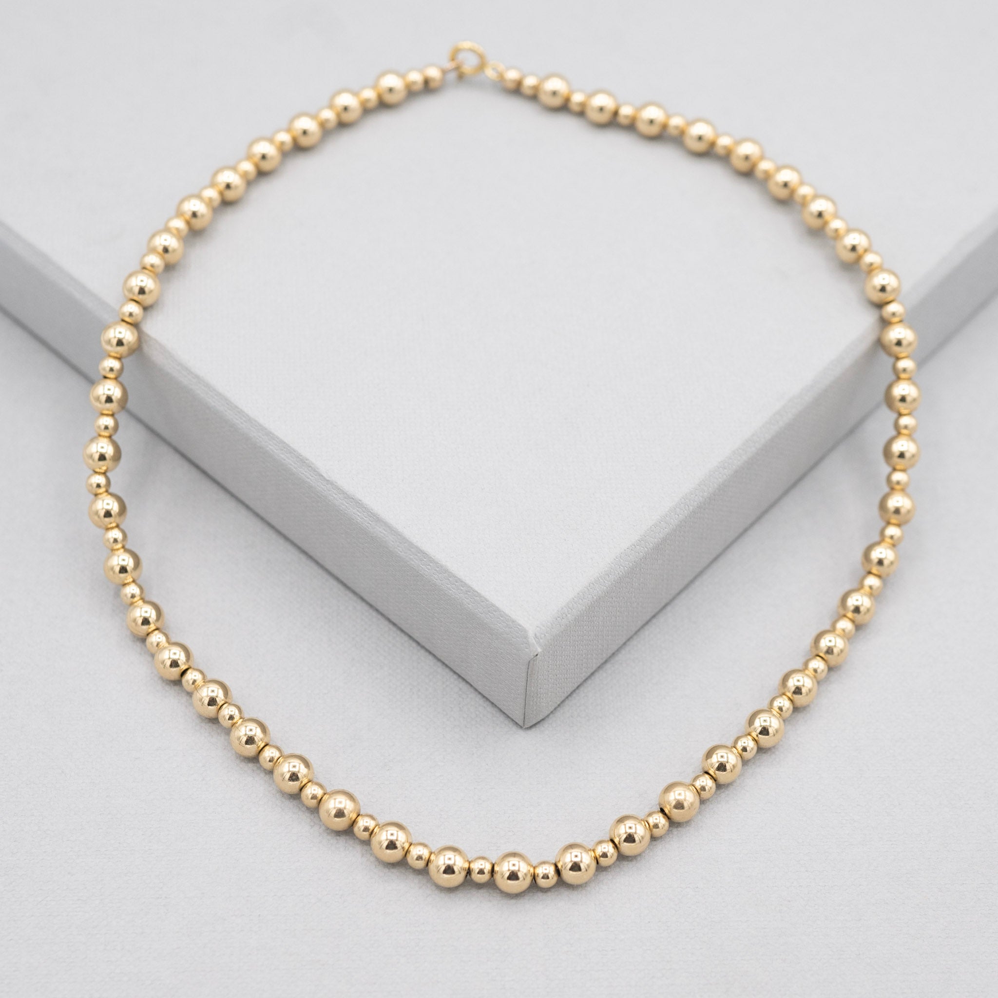 14k Gold Filled 4mm Beaded Lux Necklace