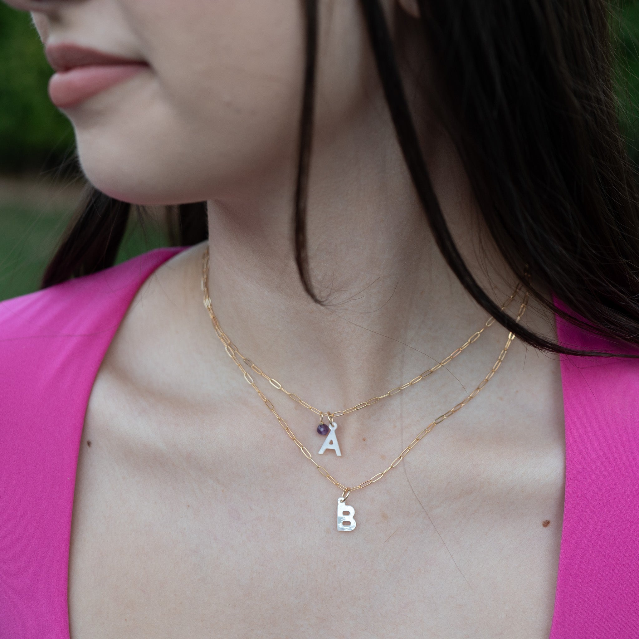 Initial Necklace with Birthstone in 18k Gold Vermeil - MYKA