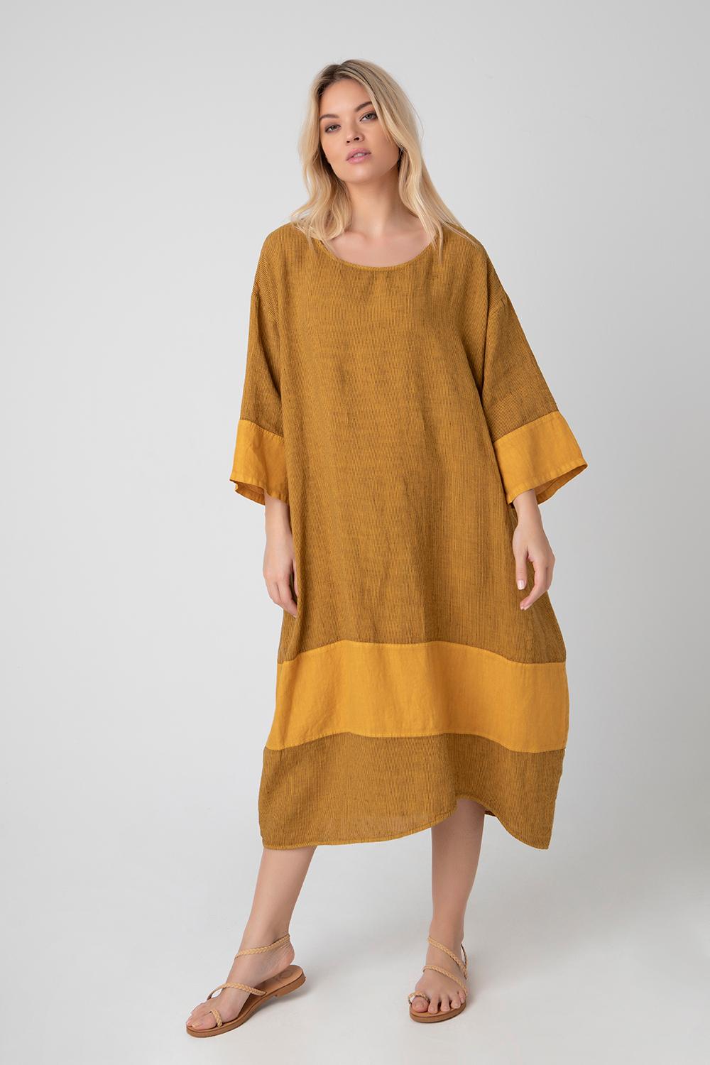 linen mustard dress