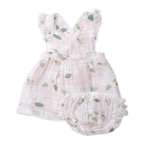 Angel Dear Pinafore Top and Bloomer Set - Magnolias Floral Print