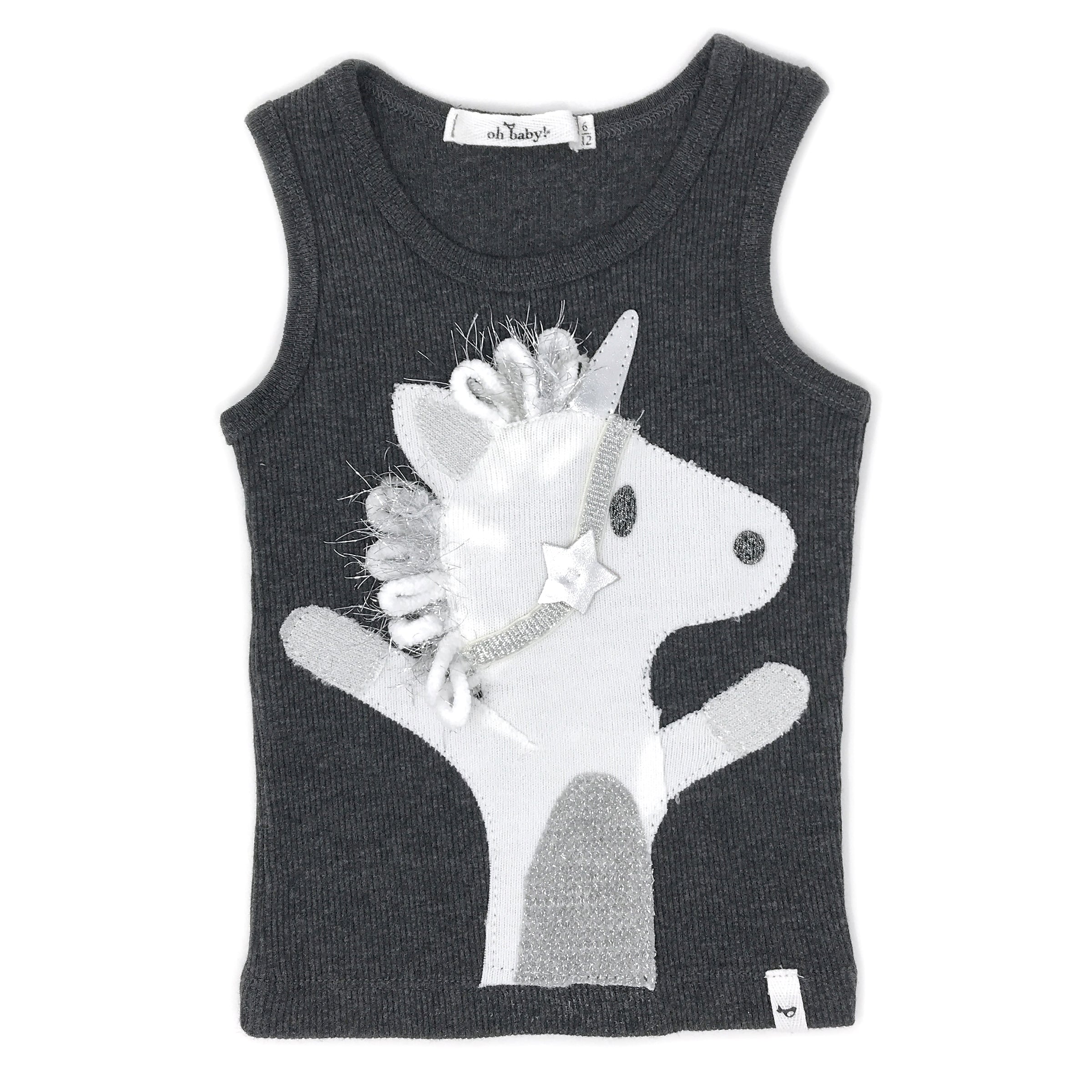 oh baby! Tank Top - Star Unicorn Silver - Charcoal