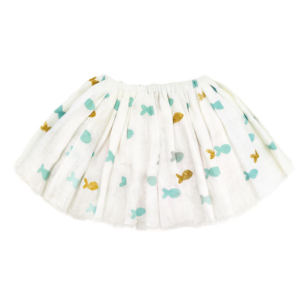 oh baby! Fairy Skirt - All Over Fishy Blue and Gold - Oyster