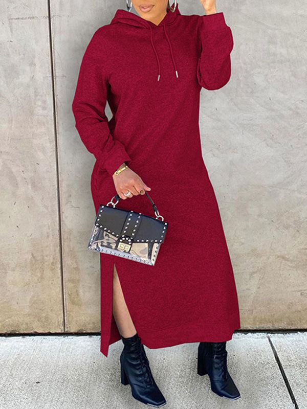 Solid Slit Hoodie Dress (3 Colors) – Swaggnie