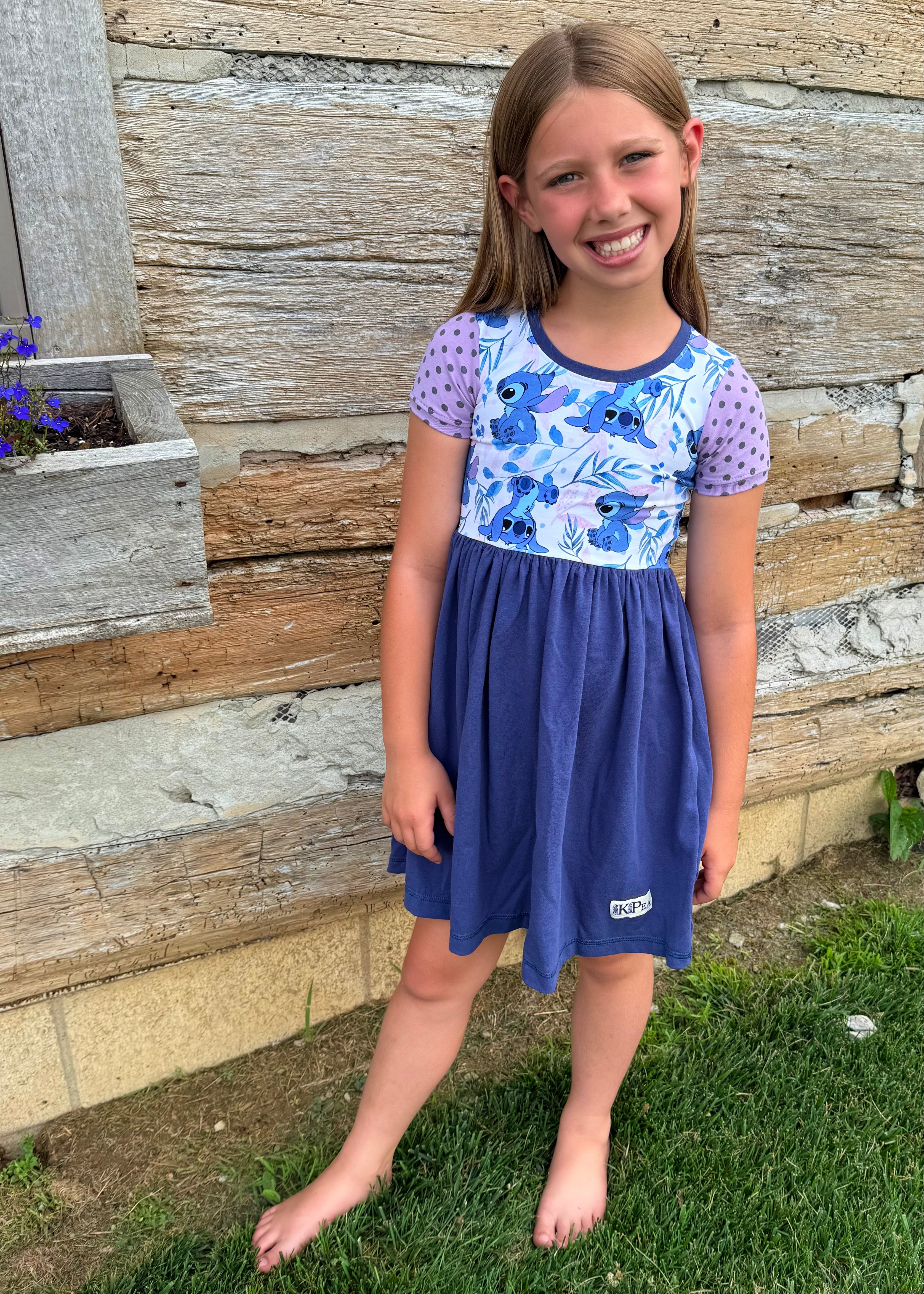 Stitch 3/4 sleeve  Lap Dress