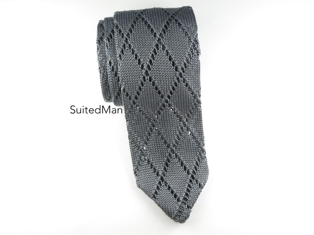 Woven Knit Tie, Melange, Gray, Silk – SuitedMan