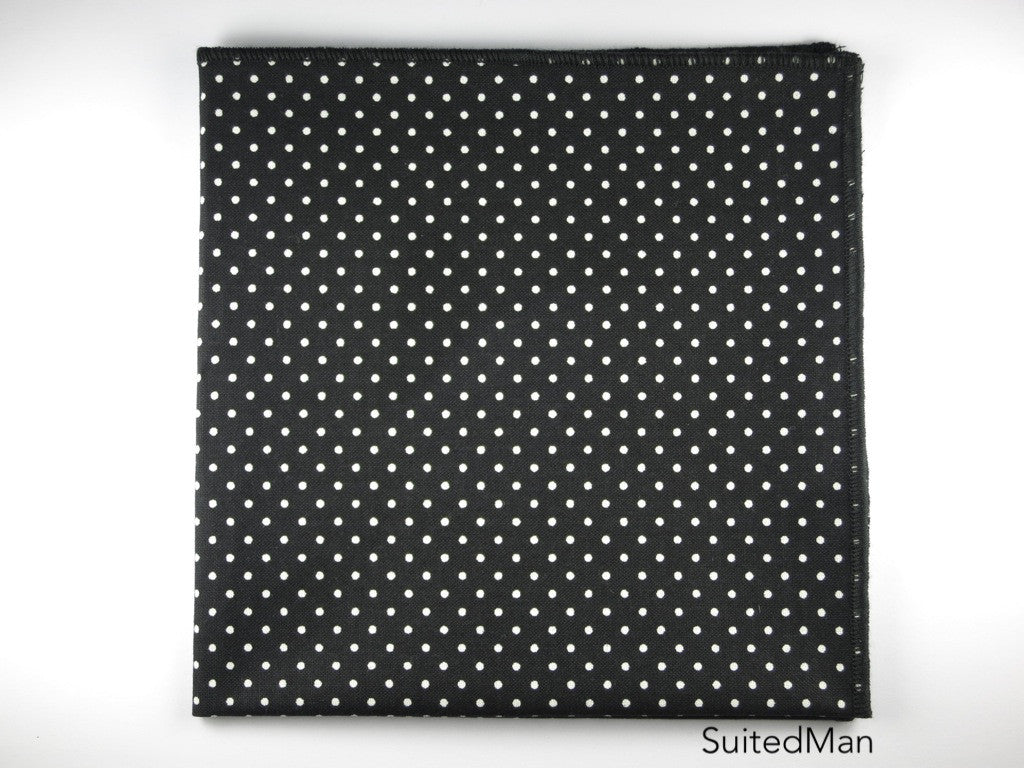 Pocket Square, Polka Dots, Black/Cream - SuitedMan