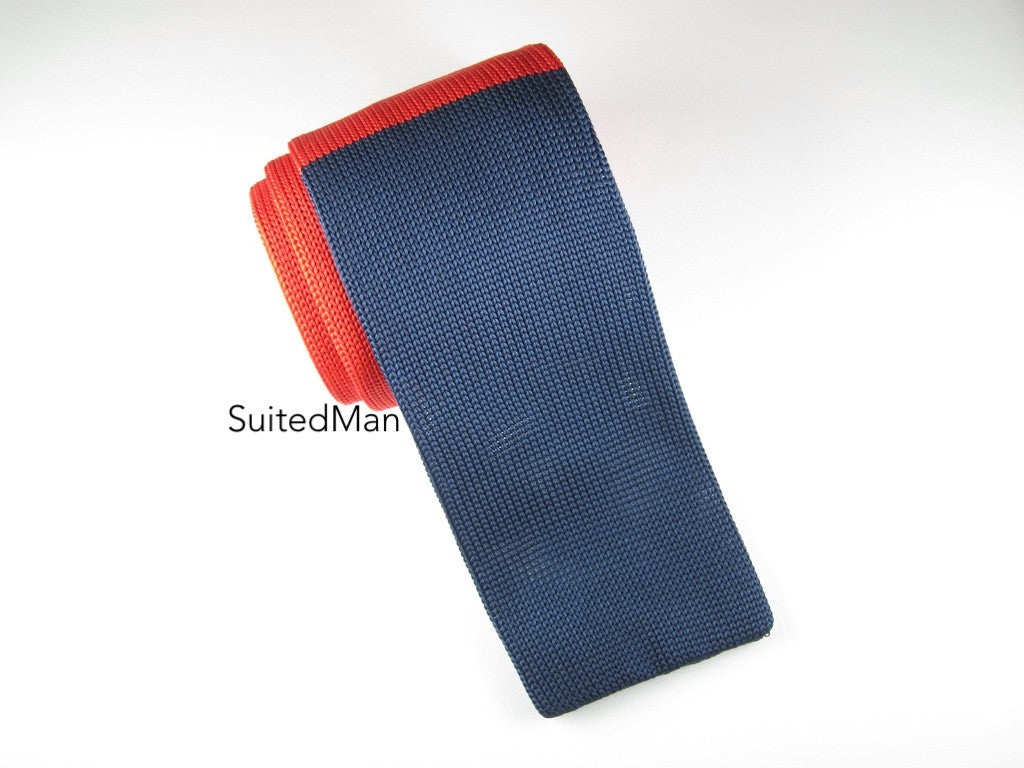 Knit Tie Colorblock Red Blue Suitedman