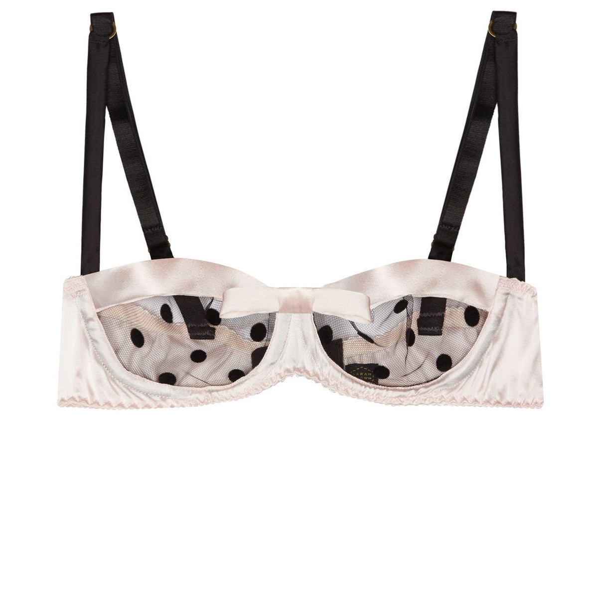 Pink Stretch-Silk and Black Polka Dot Tulle Bra – Sarah Brown London ...