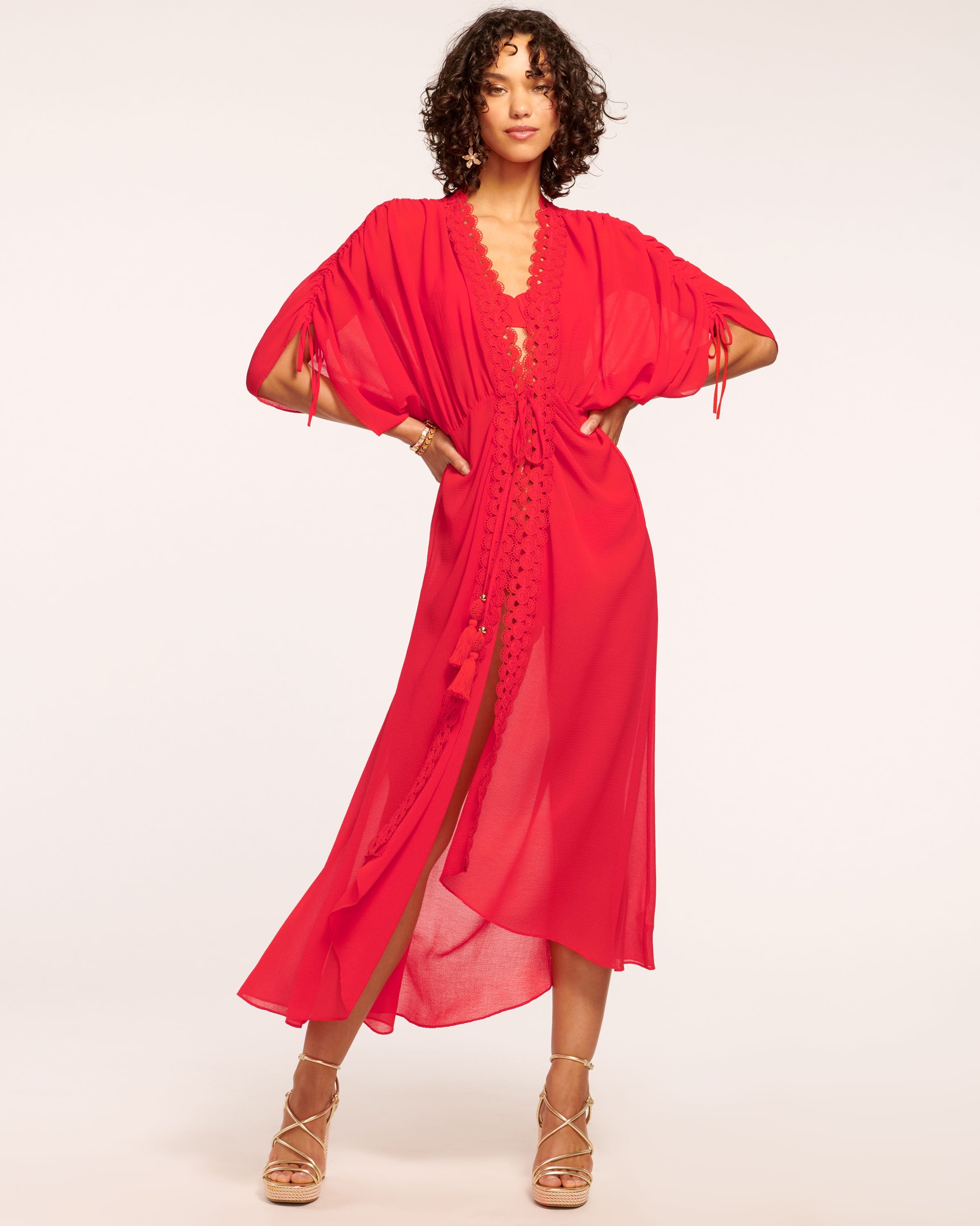 Ramy Brook Raelynn Coverup Maxi Dress In Red