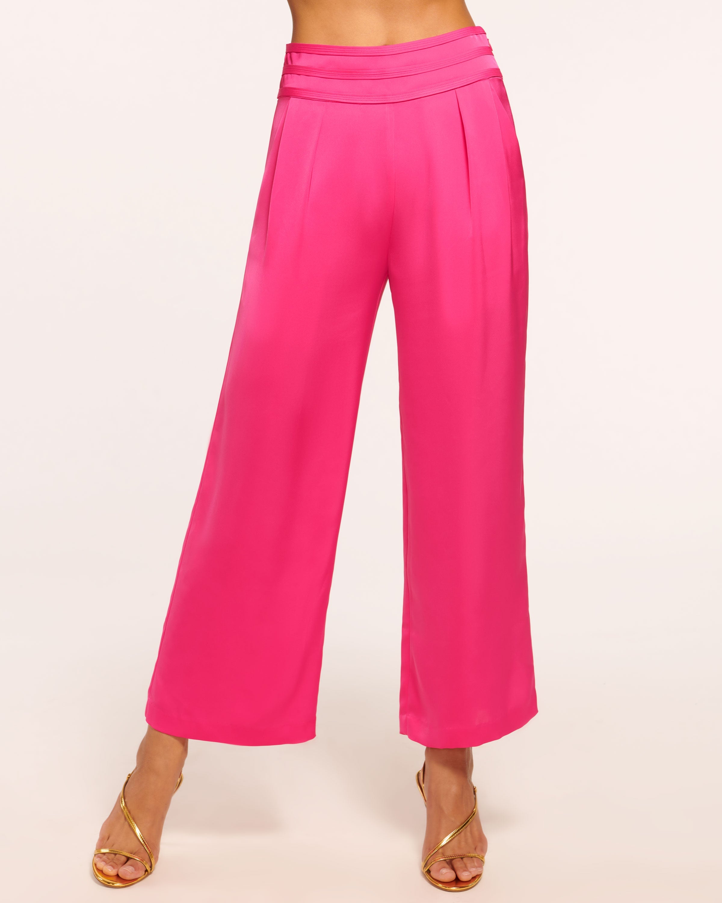 Shop Ramy Brook Joss Cropped Wide Leg Pant In Pink Punch