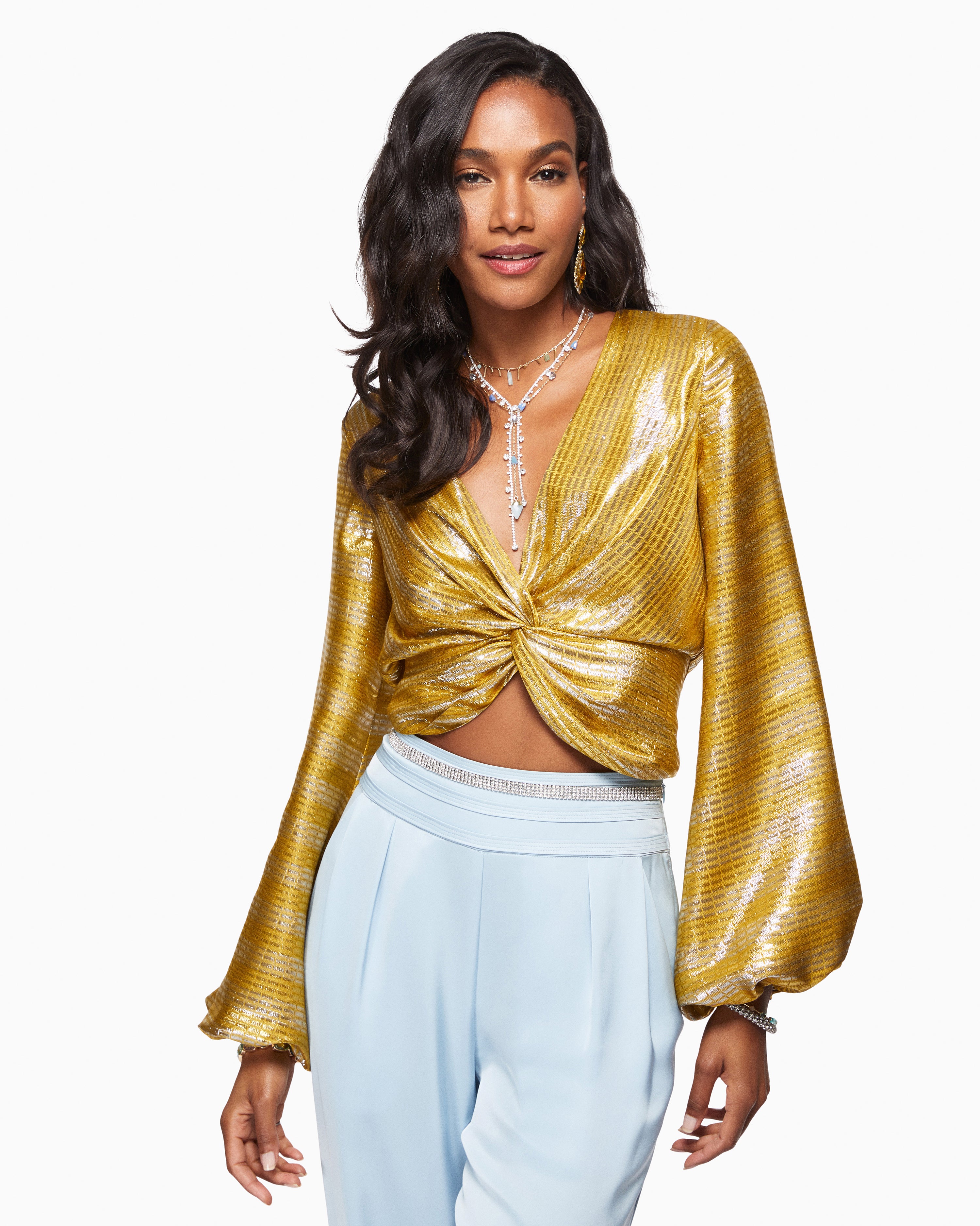  Margaret Puff Sleeve Top in Gold